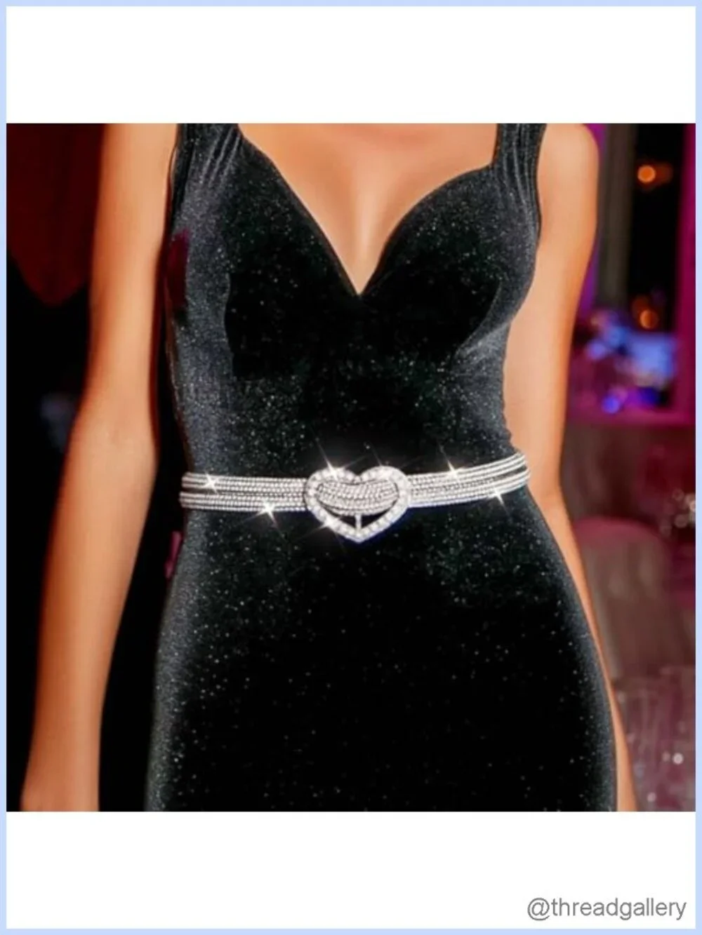 Rhinestone Belt Adjustable Sparkly Fashion Waist Belt for Dresses & Rave